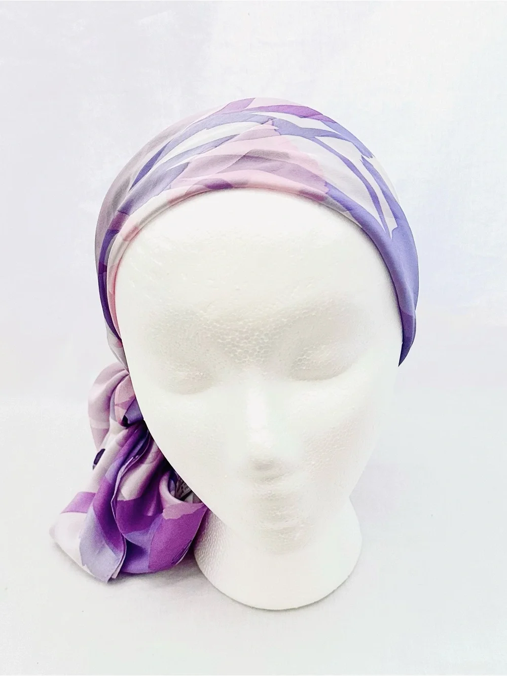 Borsalino Silk Scarf in Lilac Purple Floral Print 34” x 34” Vintage